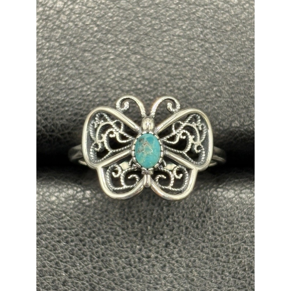 New Condition Sterling Silver Turquoise Butterfly Ring Size 7 G31